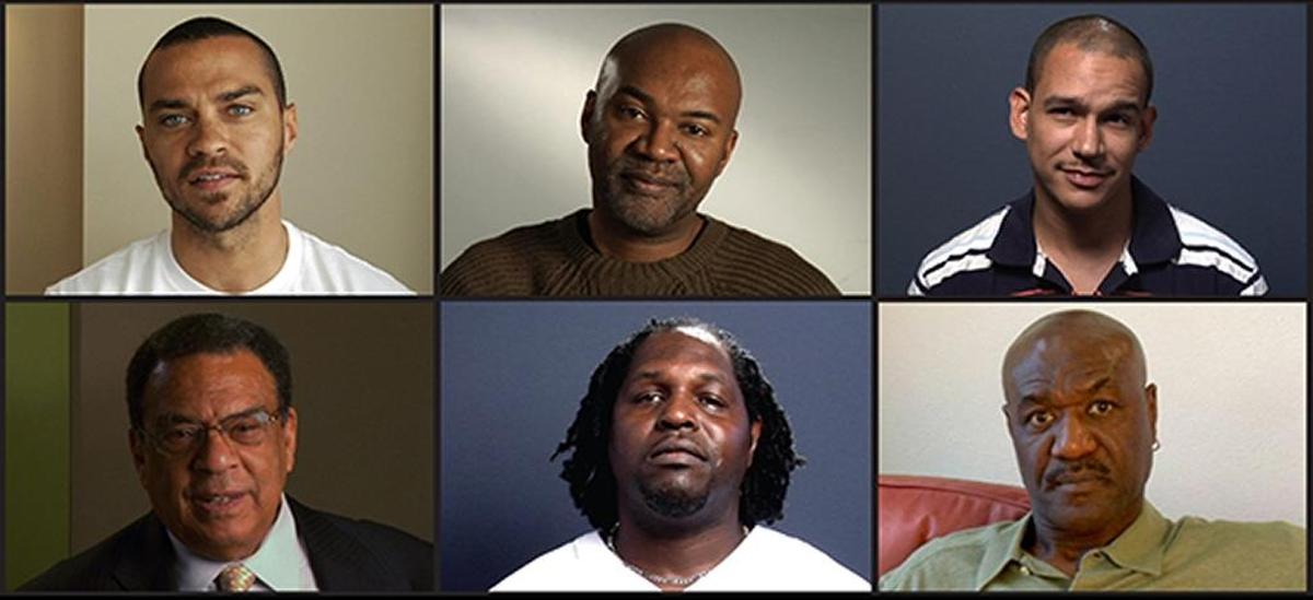 “Question Bridge: Black Males” at the Gantt: From left: Jesse Williams, Nelson George, Chandler Parker, Ambassador Andrews Young, Robert Horton, Delroy Lindo.