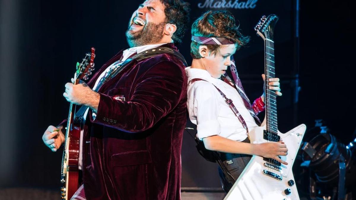 Rob Colletti and Phoenix Schuman in “School of Rock.”