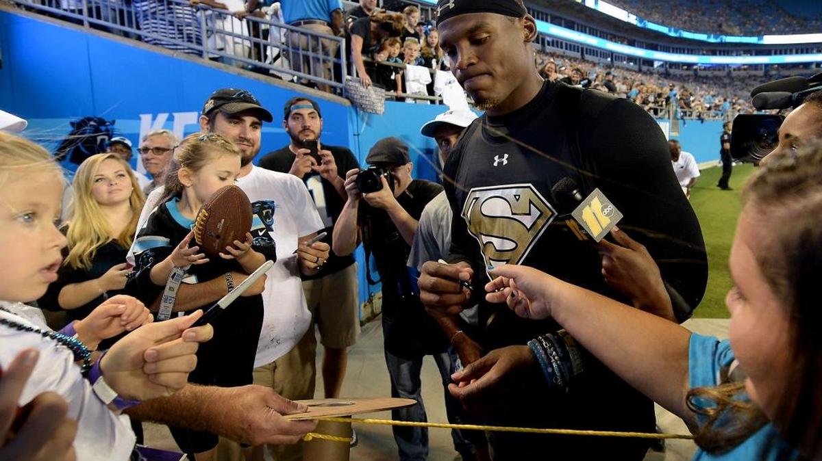 Panthers quarterback Cam Newton at last year’s Fan Fest.