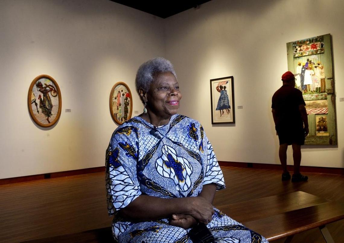 Charlotte mixed media artist Nellie Ashford depicted African-Americans playing, voting and worshiping in segregated, small-town Charlotte in her 2016 Gantt Center show.