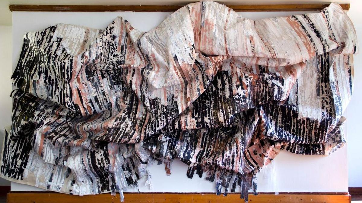 Kenny Nguyen’s “Silk piece No. 20,” at Sozo.