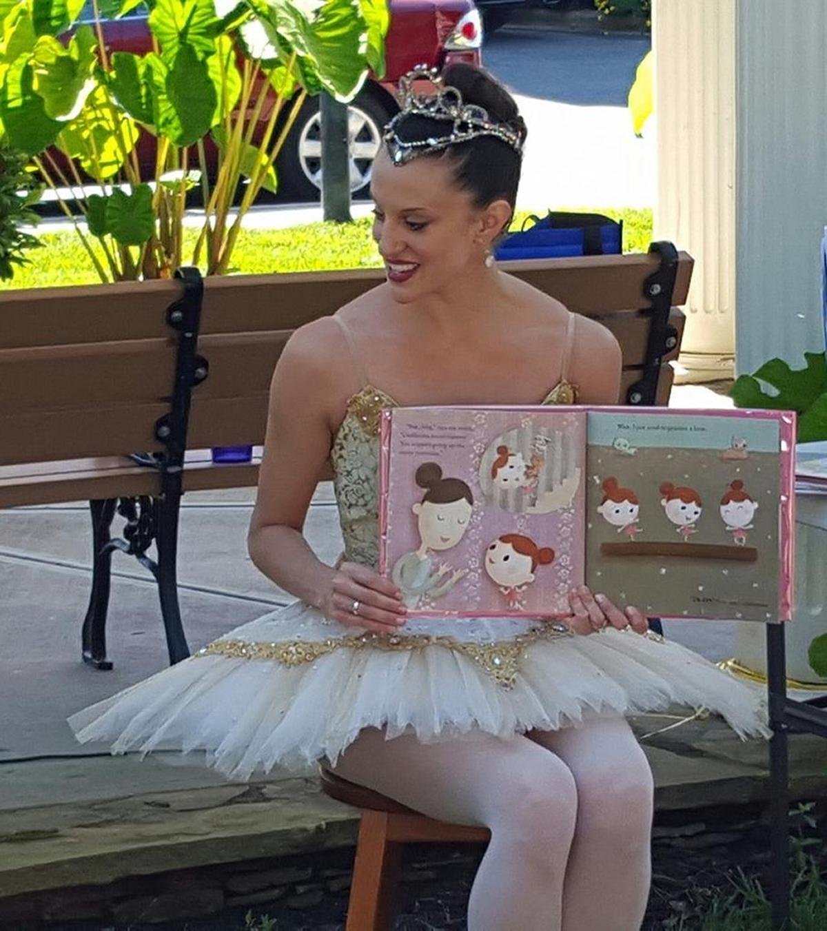 At “Connect with Culture” from the Arts & Science Council: Storytime with a Charlotte Ballet dancer.