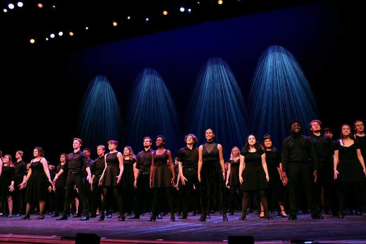 Blumey nominees perform the opening number at the 2018 Blumey Awards. The awards are the local equivalent of the Tony Awards at the high school level.