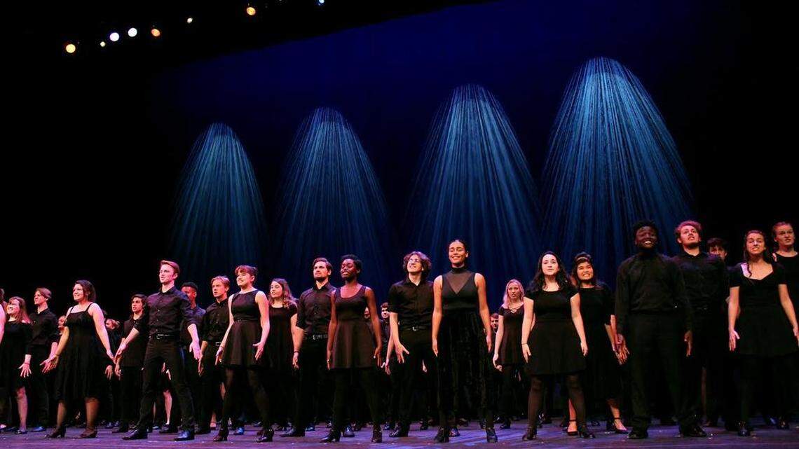Blumey nominees perform the opening number at the 2018 Blumey Awards. The awards are the local equivalent of the Tony Awards at the high school level. 