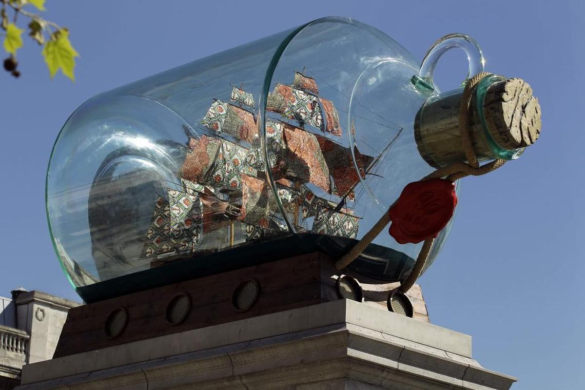 Shonibare’s “Nelson’s Ship in a Bottle” in London in 2010.