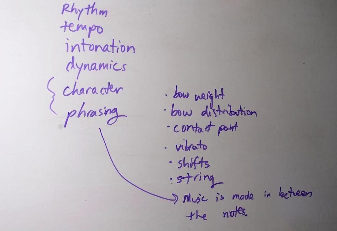 Notes on a whiteboard in Drew’s bedroom include his favorite quote, from French composer Claude Debussy.