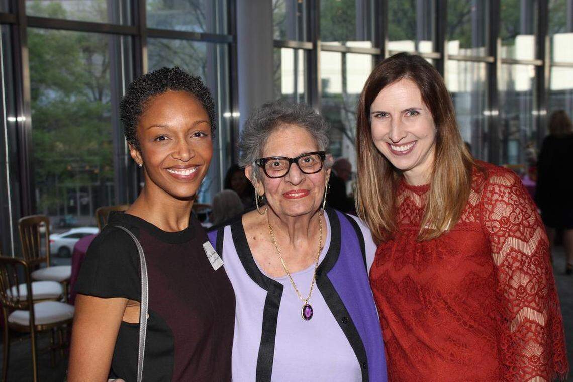 Marie Mitchell, flanked by Ayisha McMillan Cravotta (left) and Meg Putnam, both of the Charlotte Ballet.