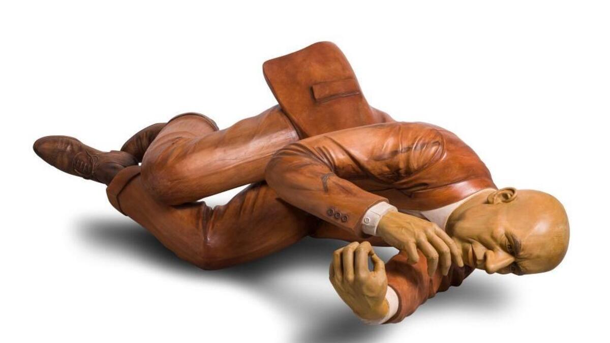 “Floor Man,” 2011, by Bob Trotter, whose “Business as Usual” is at UNCC’s Projective Eye, and will be at Davidson College later.