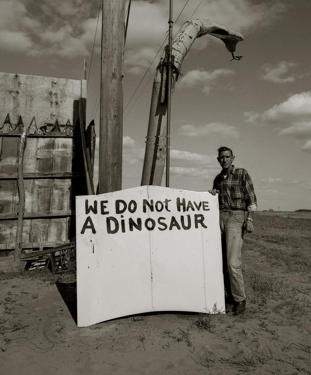 Steve Fitch’s “Snakepit operator, Highway 66, Sayre, Oklahoma,” 1973, at The Light Factory’s annual auction.