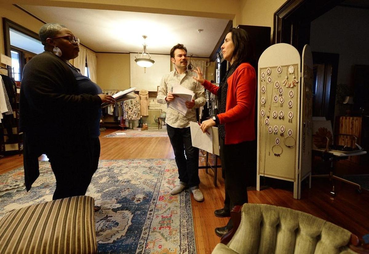 Carla, right, with Angie Chandler and Chaz Pofahl. Of her PaperHouse troupe, she says: “My first thought was, ‘How can we make PaperHouse like other theater companies?’ But the real questions were ‘Why are you making theater at all?’ ”