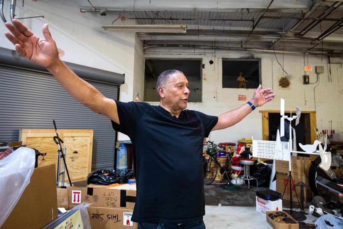 Juan Logan talks about his different projects spanning over 5 decades in his studio in Belmont, N.C. on Wednesday July 11, 2018.