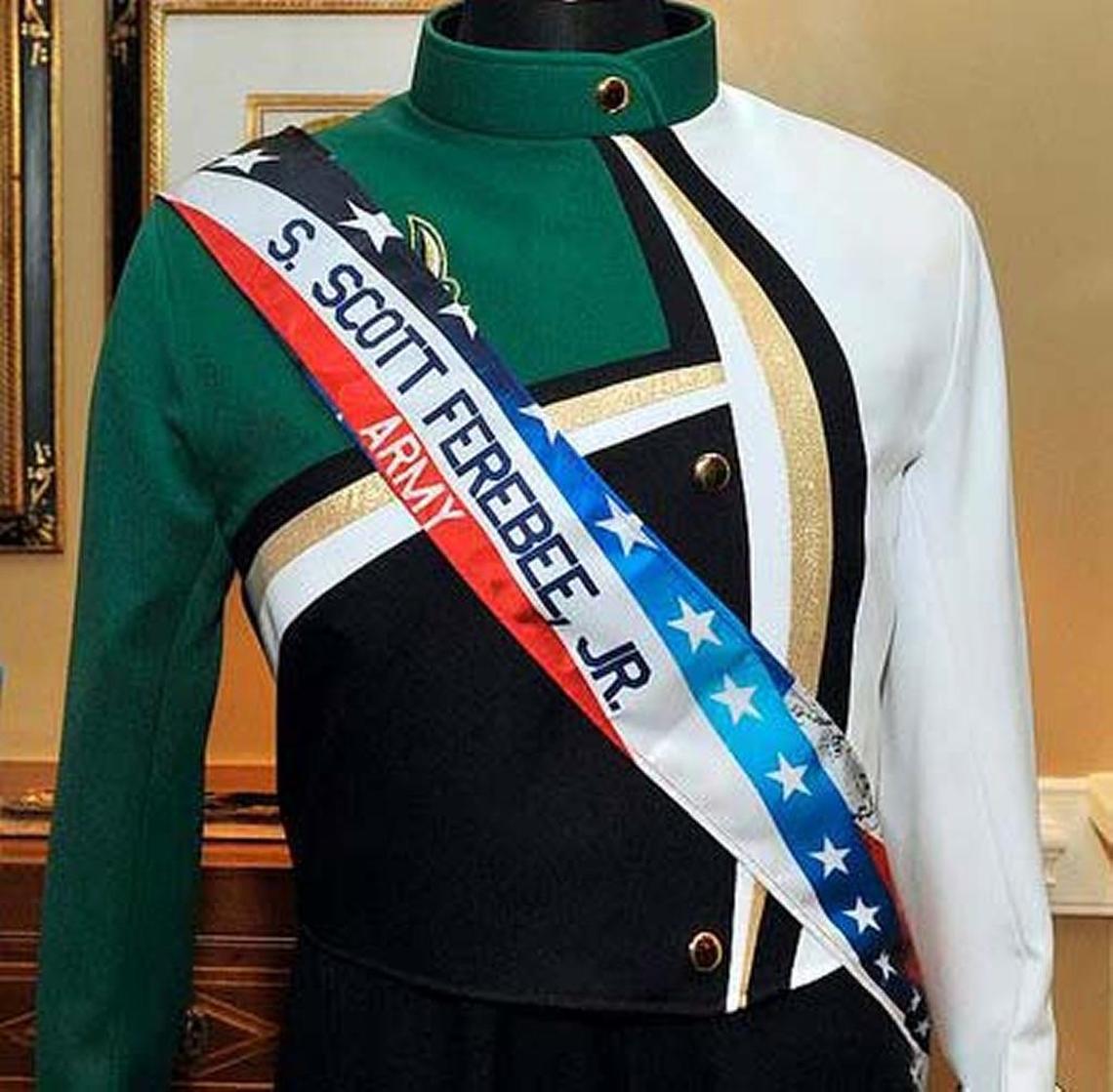 Band members will wear sashes, such as this one, bearing names of people who served at Normandy.