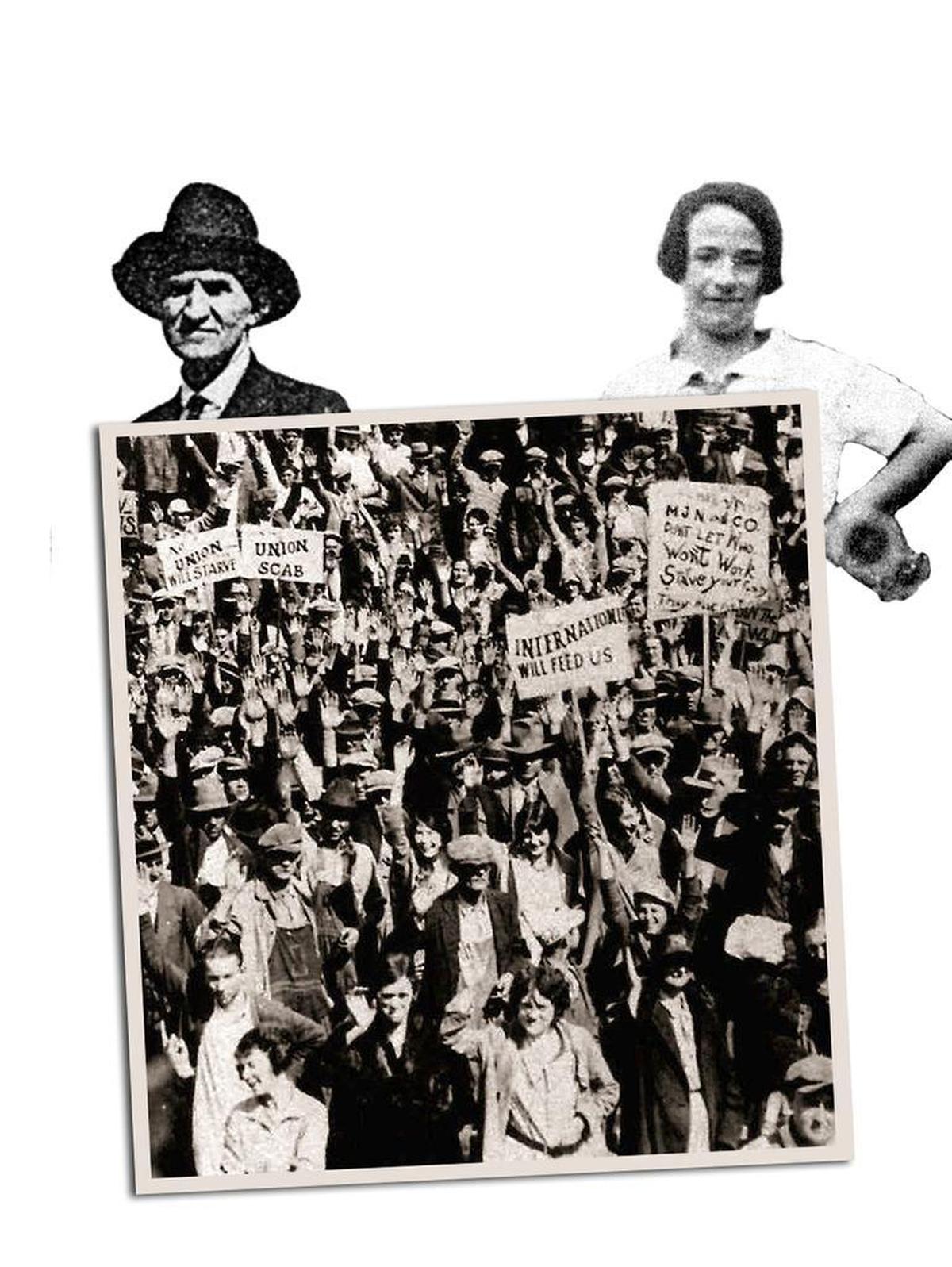 Workers protest conditions at the Loray Mill in 1929 during the strike.