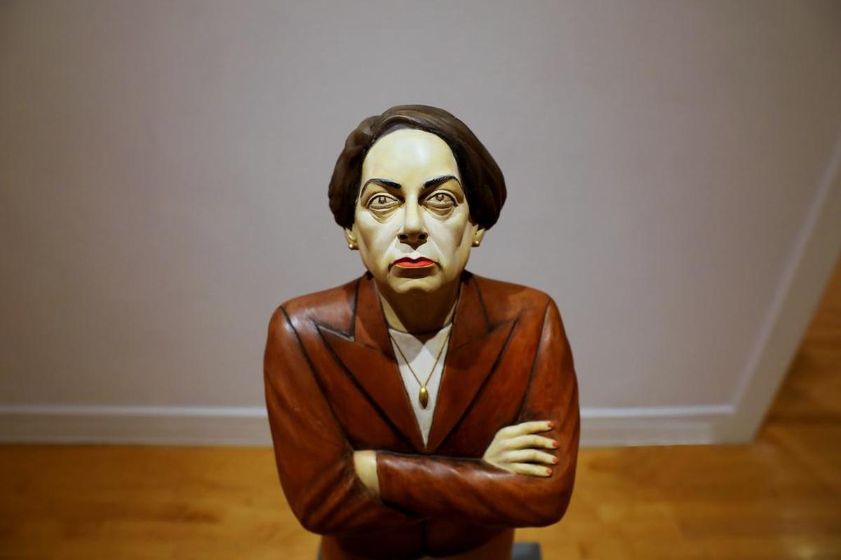 “Senior Partner,” among Trotman’s work at the VanEvery/Smith Gallery.