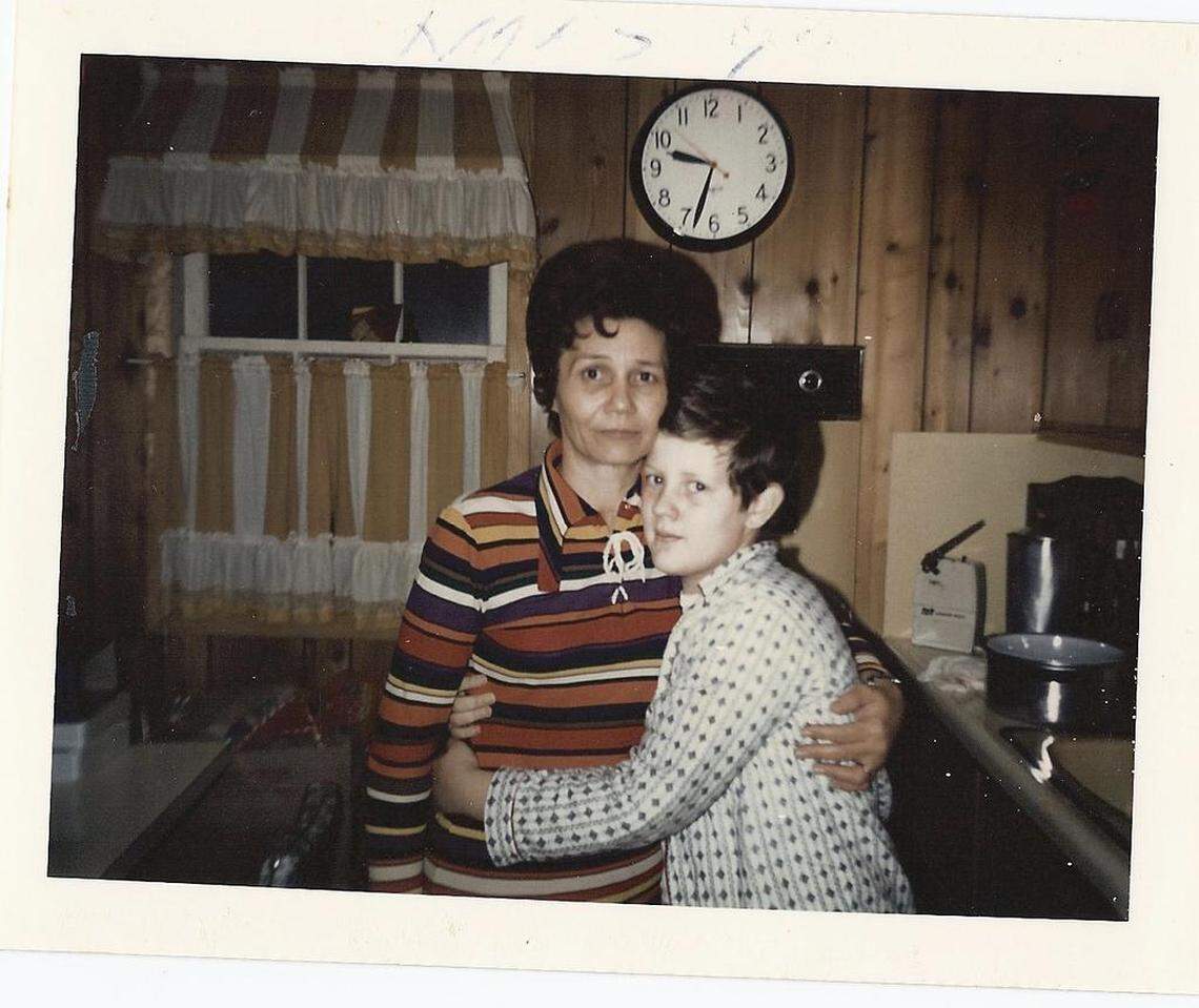 Tommy with his mother.