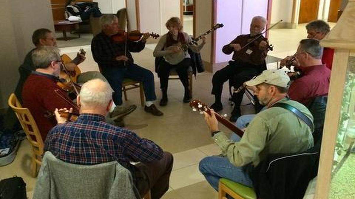 
The Local Tomatoes gather Saturday mornings in the lobby of Novant Presbyterian Medical Center to play old-time Appalachian music.


