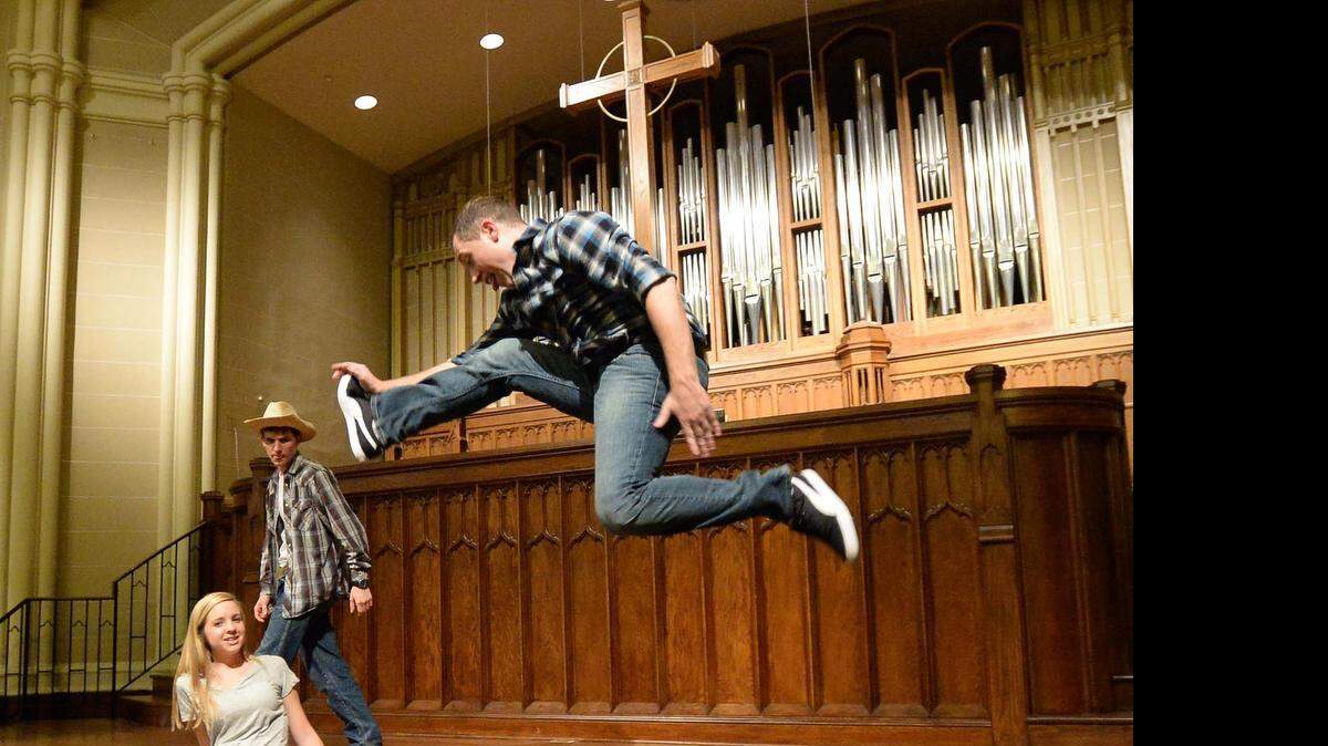 
Matt Hawkins plays Ren, the lead character in Dilworth United Methodist Church’s
 production of “Footloose.” His acting is a tribute to his late father. 


