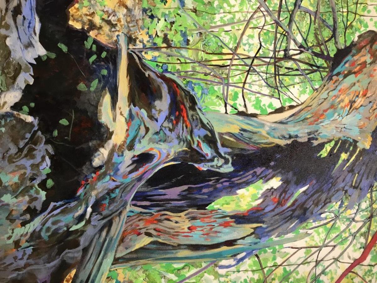 “Live Oak Stump, Bald Head,” by Elizabeth Bradford, at Cabarrus Arts Council.