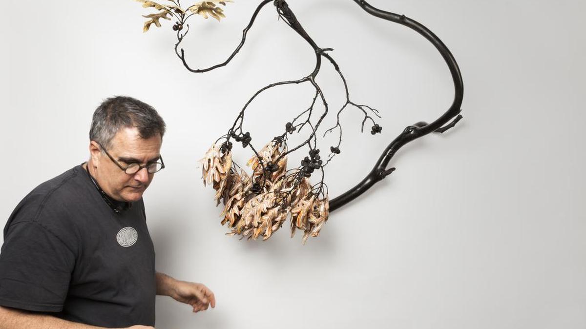 Michael Sherrill with “Remnant,” 2016: It’s made of porcelain and silica bronze.