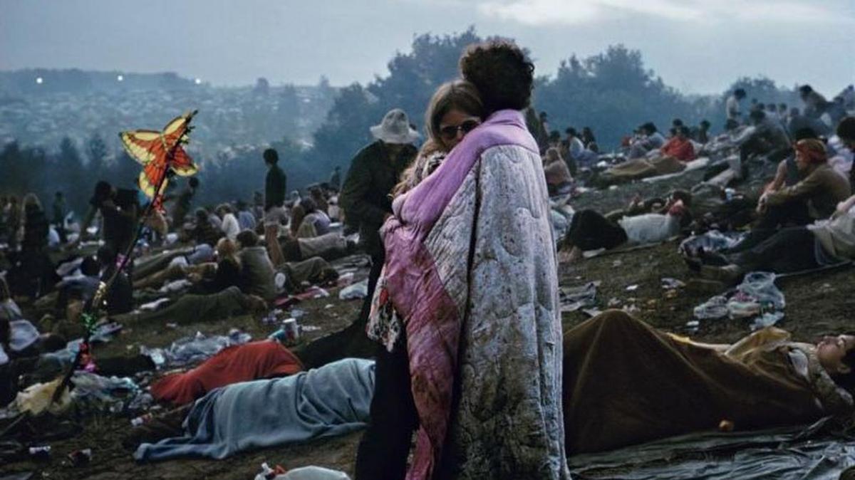 This photo taken at Woodstock in 1969 became one of the famous photos from the music festival. It appeared on the cover for the Woodstock live album