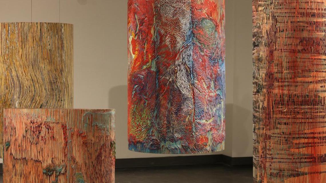 Natalie Bork’s “Cylinders” at CPCC’s Ross Gallery uptown.