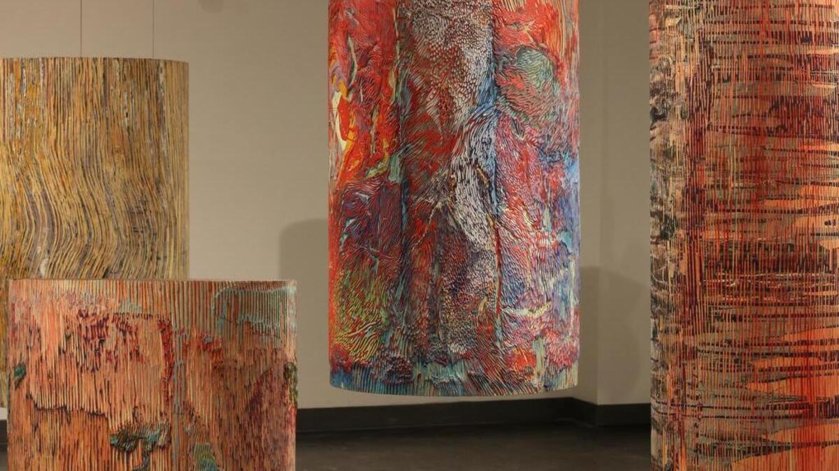 Natalie Bork’s “Cylinders” at CPCC’s Ross Gallery uptown.
