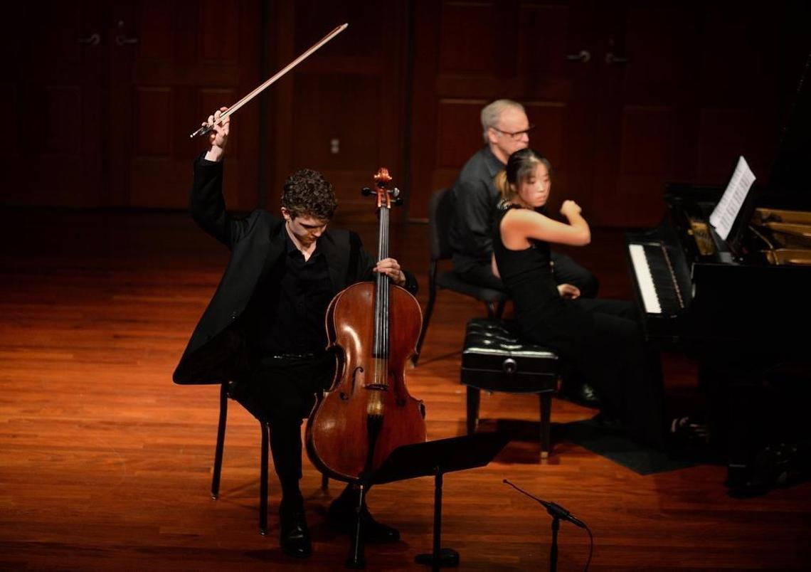 Drew Dansby finishes Bach’s Suite for Solo Cello No. 6 in D Major with a flourish this winter, in a special concert at Davidson College. To perform this difficult piece, says his cello teacher, “I’d have to practice a year and go through therapy.” Drew rehearsed for two months.