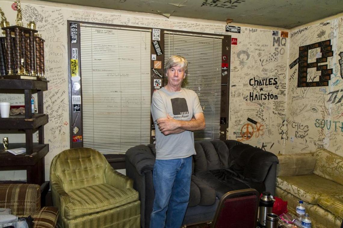 Steve Stoeckel in the storied Double Door dressing room.