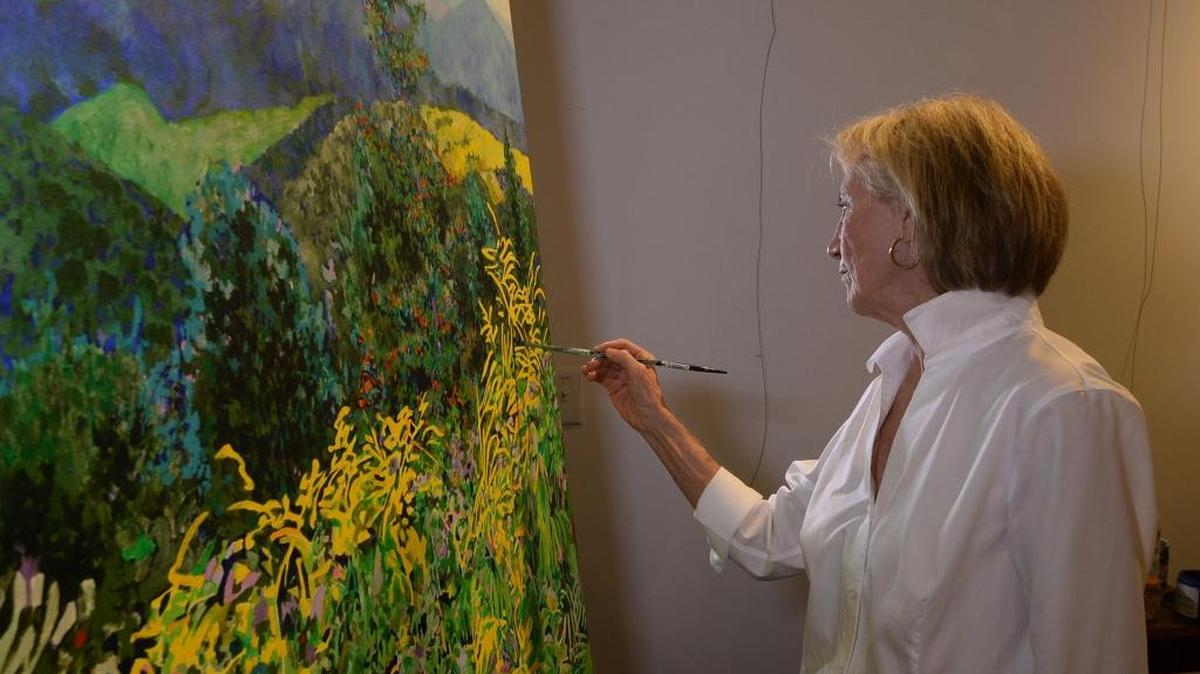 Bradford figures she spends 40 hours a week painting in her studio near Davidson. When she’s not painting, she’s camping and backpacking to areas that inspire her work or visiting museums all over the world.