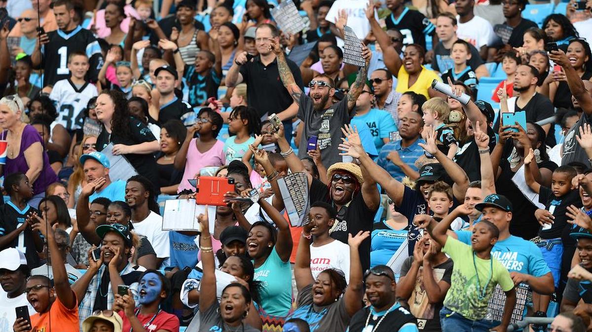 
Carolina Panthers enjoy the festivities of Fan Fest and the team's first practice of training camp on Friday, July 25, 2014 at Bank of America Stadium in Charlotte, NC.
