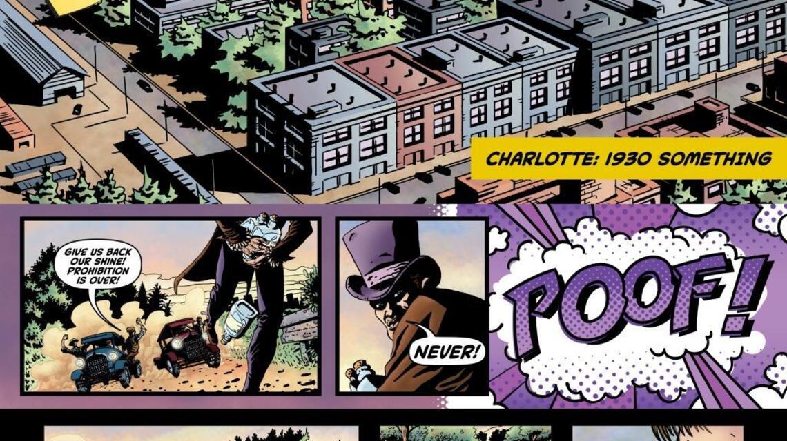It’s a comic strip about the Hornets, kind of. And it’s public art 160 feet long.