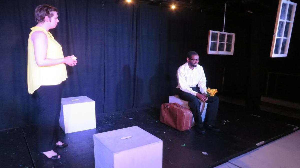 
Heather Bucsh and Devin Clark prepare for another emotional wrangle in Patrick Marber’s “Closer,” now being done by Appalachian Creative Theatre at Upstage in NoDa.
