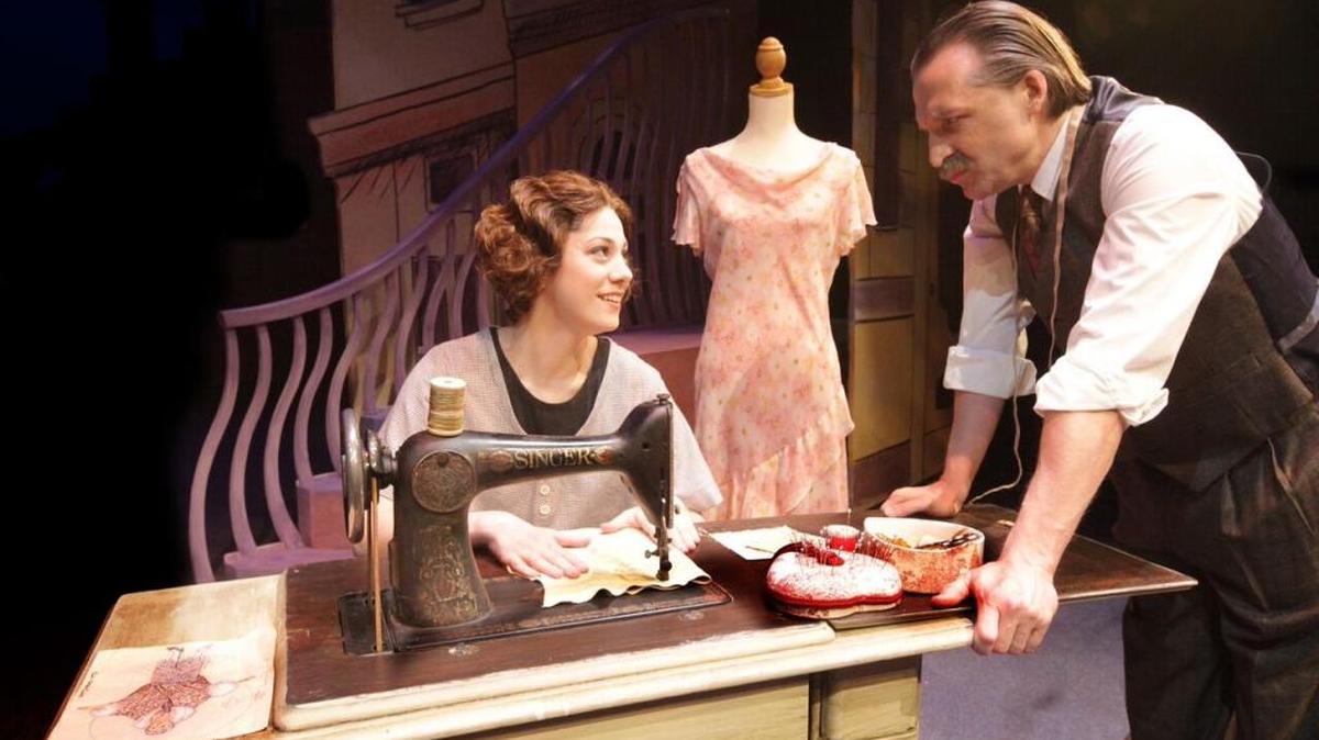 Ella and her father (Margaret Dalton and Mark Sutton) ponder the future in “Ella’s Big Chance: A Jazz Age Cinderella.”