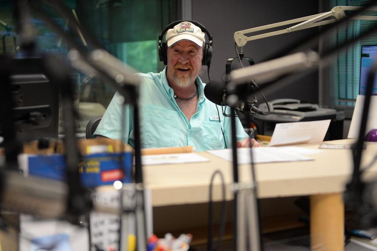John Isley on the air at “The Big Show” studio off Billy Graham Parkway. Four pregnant cows were fatally shot on July 28, 2020, on land owned by Isley in Union County.