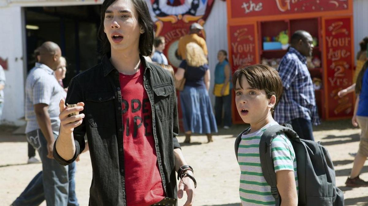 This image released by Twentieth Century Fox shows Charlie Wright, left, and Jason Drucker in a scene from, “Diary of a Wimpy Kid: The Long Haul.”