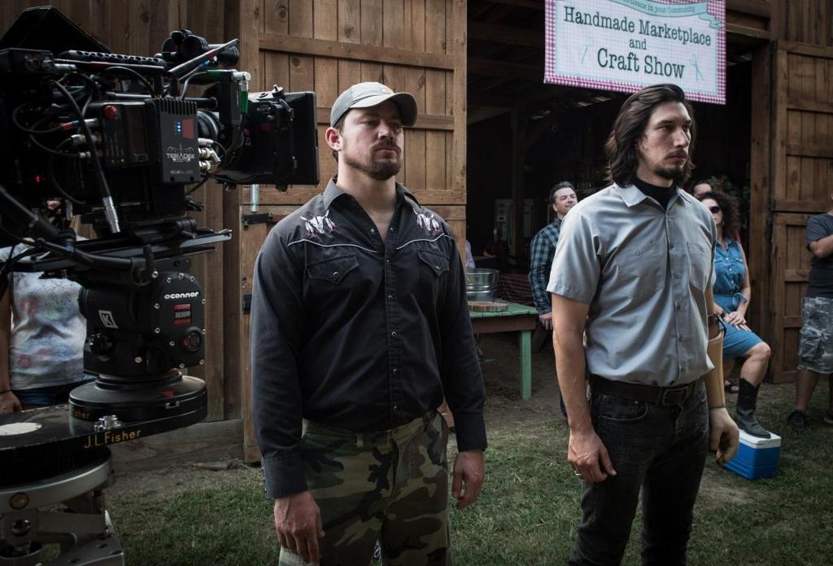 Channing Tatum and Adam Driver on the set of Steven Soderbergh’s “Logan Lucky.”
