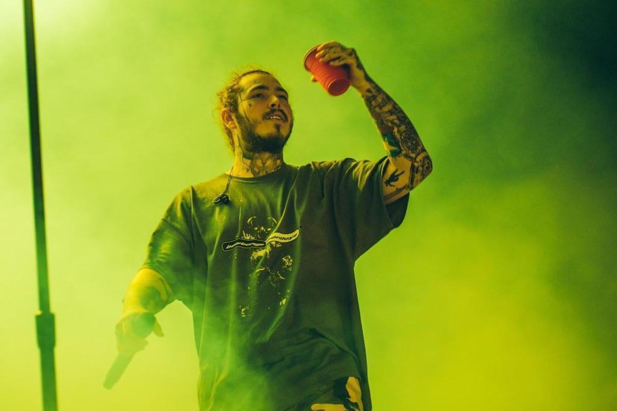 Post Malone performs at PNC Music Pavilion on Wednesday night.
