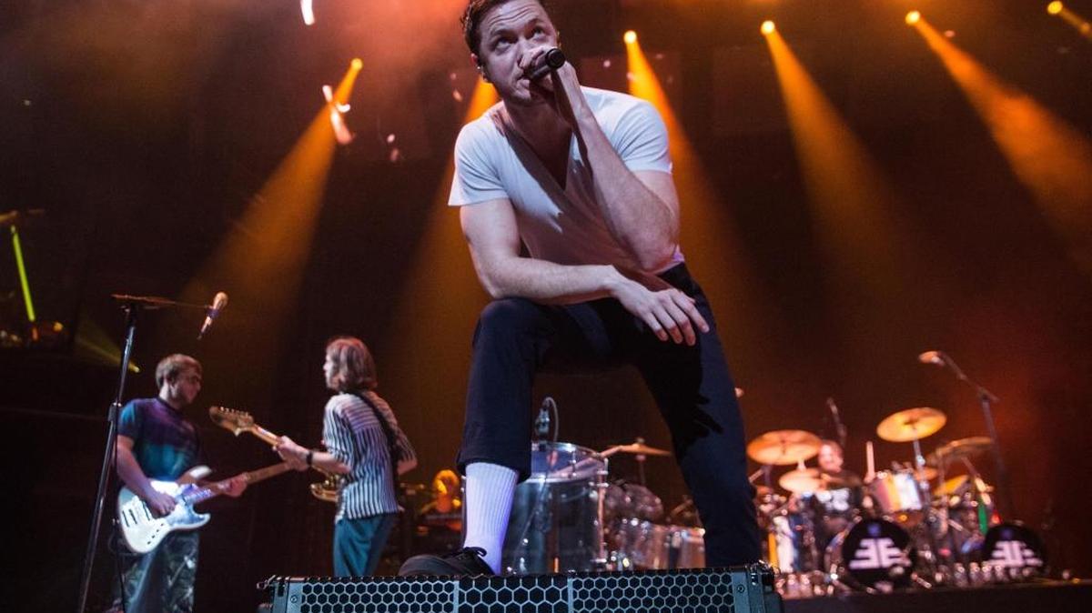 Dan Reynolds of Imagine Dragons during the band’s concert at Charlotte’s Spectrum Center on Wednesday night.