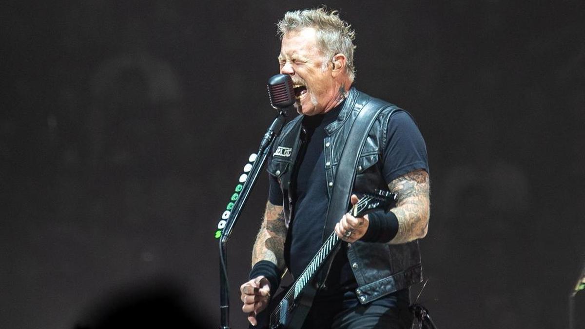 Metallica frontman James Hetfield performs at Spectrum Center in October 2018.
