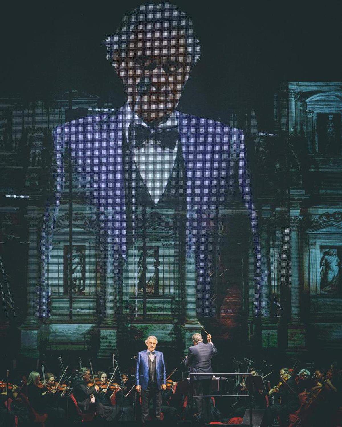 Andrea Bocelli performs at Spectrum Center in Charlotte on Sunday night.