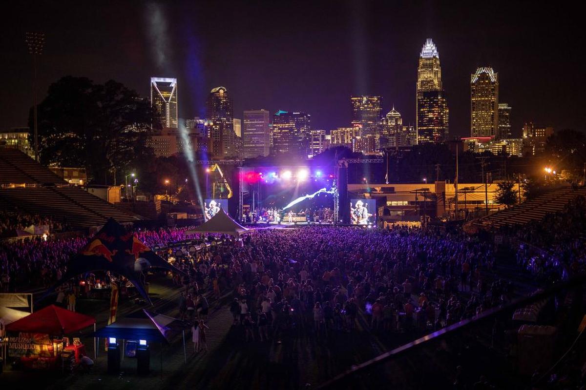 The crowd at American Legion Memorial Stadium during the Brad Paisley concert on Friday night.