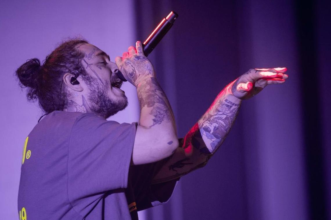 Post Malone performs at PNC Music Pavilion on Wednesday night.
