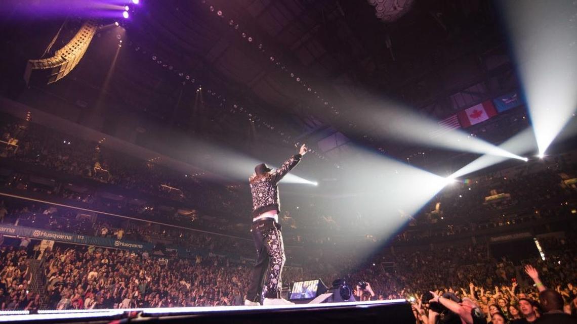 Kid Rock performs at Spectrum Center on Saturday night as part of his “Greatest Show on Earth Tour.”