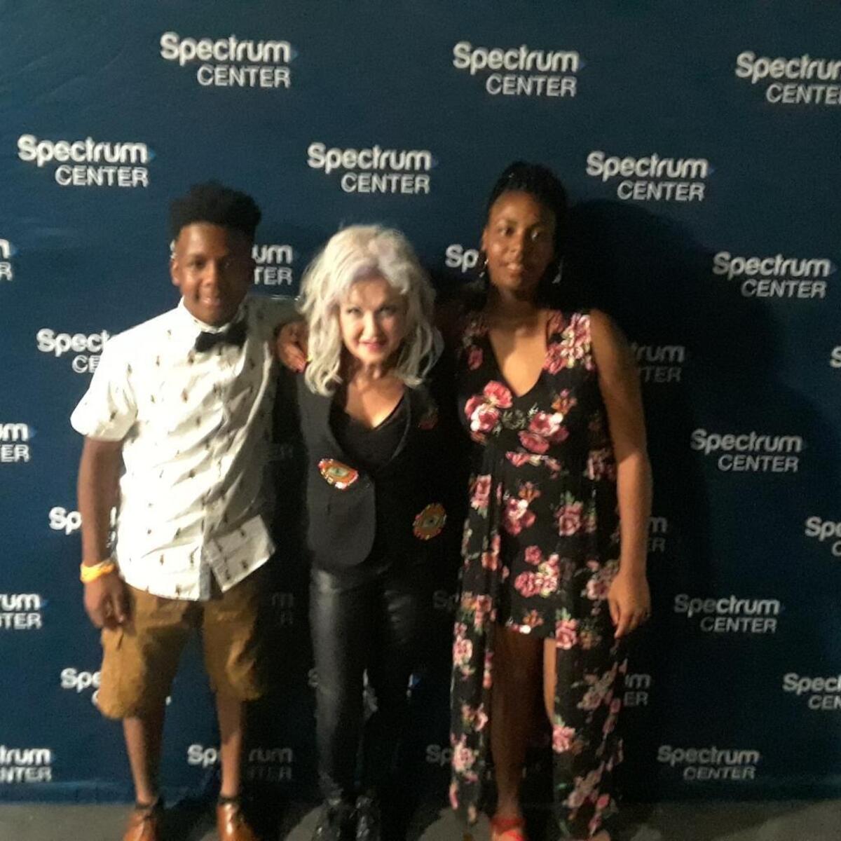 Ronald Worley Jr. and Mya Worley backstage with Cyndi Lauper.