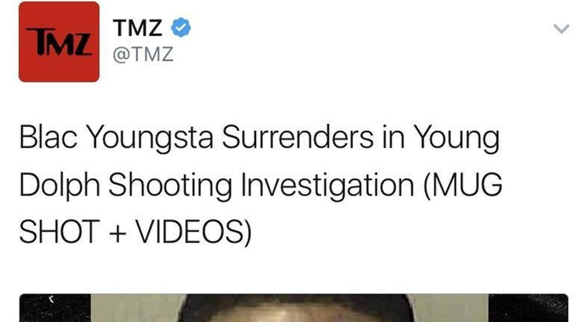 TMZ broke the news that rapper Blac Youngsta had surrendered to police for his alleged involvement in a February shooting in Charlotte.