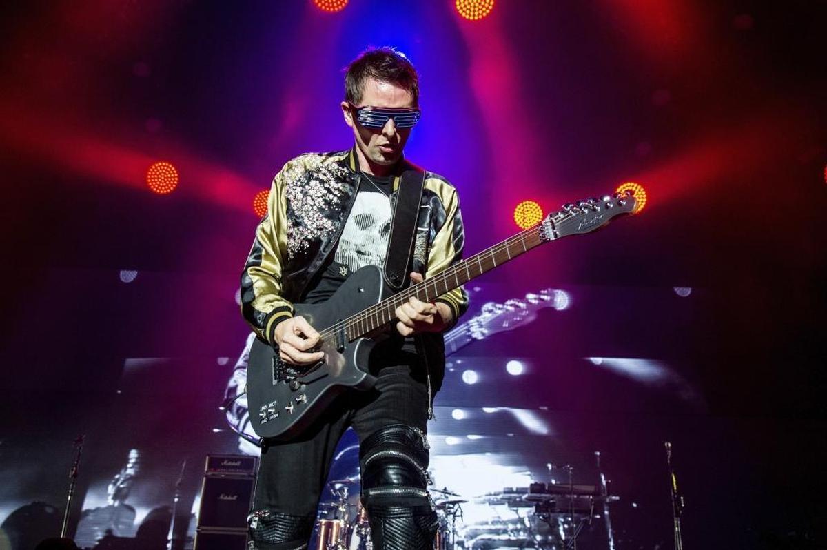 In this photo, Matt Bellamy of Muse performs at the KROQ Almost Acoustic Christmas in Inglewood, Calif., on Dec. 9.