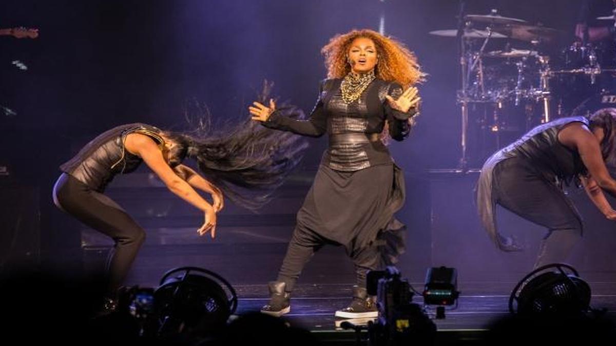
Janet Jackson performs during her Unbreakable World Tour at the PNC Music Pavilion in Charlotte on Friday.  
