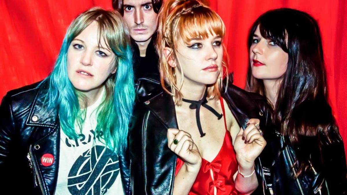 Bleached (from left to right: Jessica Clavin, Nick Pillot, Jennifer Clavin and Micayla Grace) performs at Neighborhood Theatre on Wednesday night.