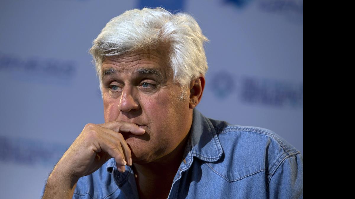 
American comedian Jay Leno pauses during an interview.
