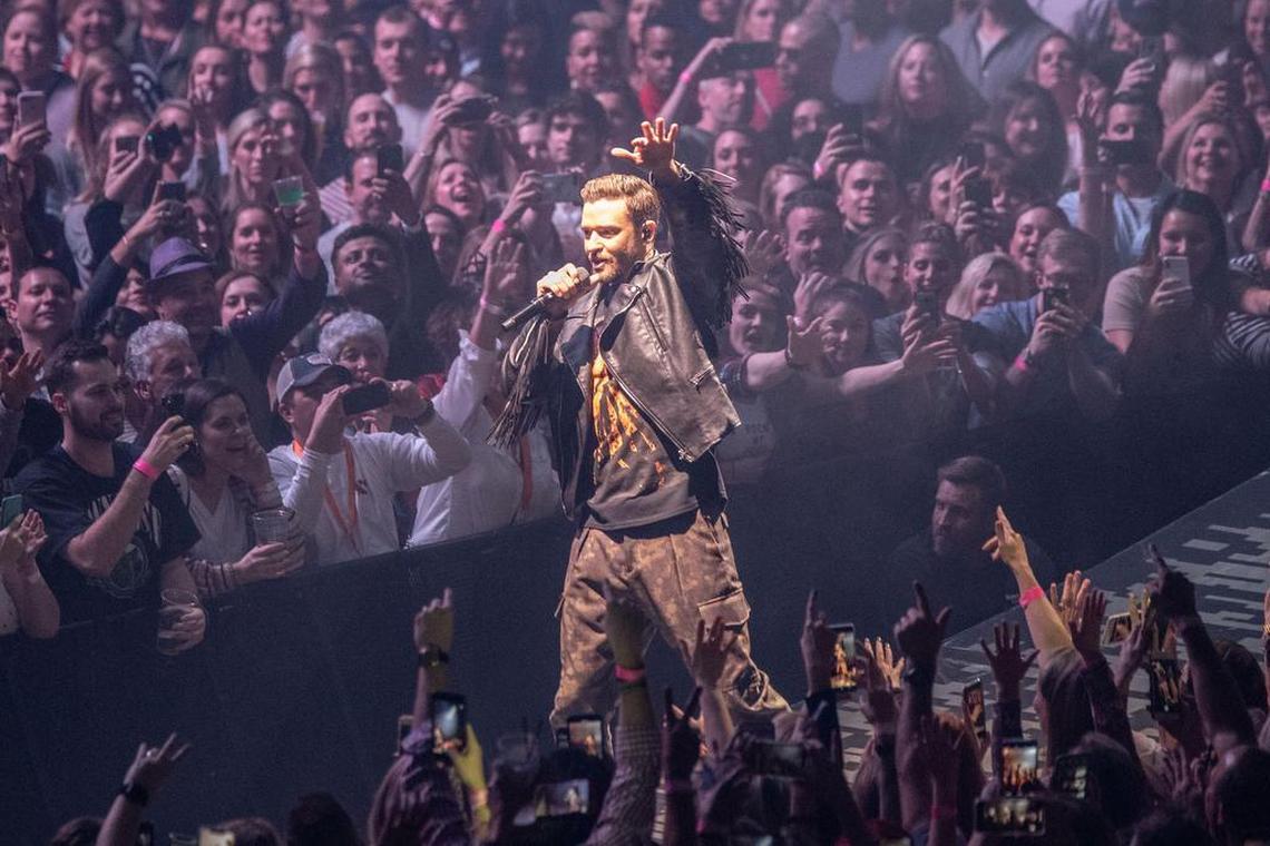 Justin Timberlake performs at Spectrum Center on Tuesday night.